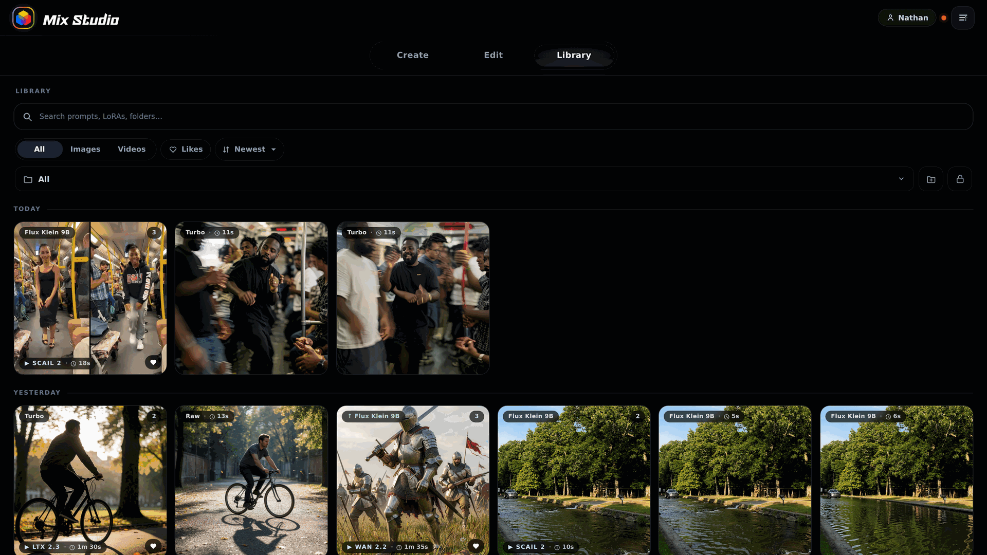 Library view with an in-context gesture guide